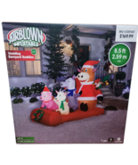 Gemmy Inflatable Sledding Barnyard Buddies 8.5&#39; wide Pig Cow Santa Donke... - $197.62 CAD