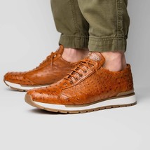 genuine ostrich quill fashion sneaker Shoes Scanno Antique Cognac image 6