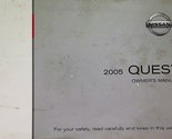 2005 Nissan Quest Van Owner&#39;s Manual Original [Paperback] Nissan - £17.19 GBP