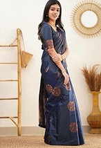 Women&#39;s Banarasi Cotton Silk Jacquard Saree With Blouse Piece Sari c - £16.09 GBP