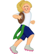 Flag Football Female Blonde Personalized Christmas Ornament - $17.95