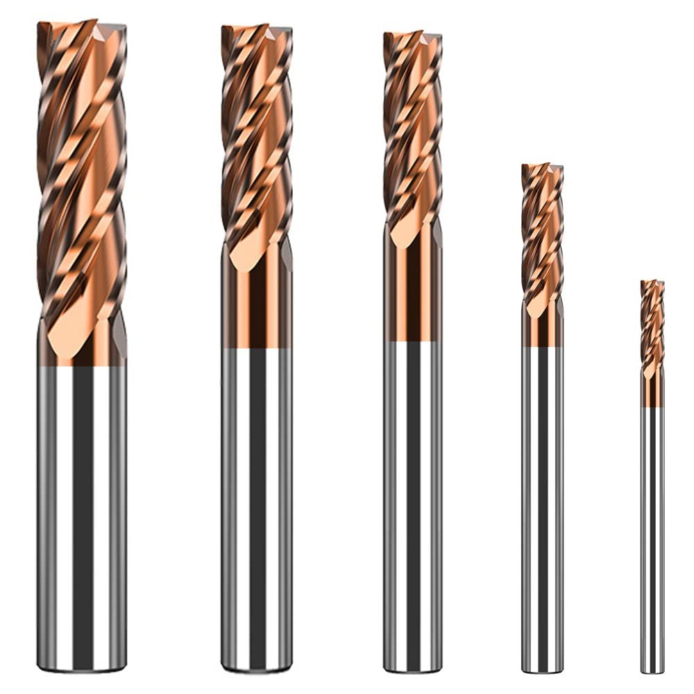 1/8&quot; 3/16&quot; 1/4&quot; 5/16&quot; 3/8&quot; Carbide End Mills Set - Solid Carbide, Tisin ... - $51.96