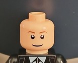 LEGO Minifigure Head Light Flesh Thin Brown Eyebrows Smile - $1.89