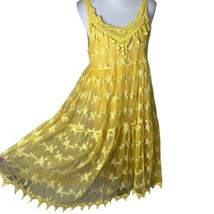A&#39;reve Floral Lace Dress Crochet Overlay Swing Sleeveless Women&#39;s Size L - £21.30 GBP
