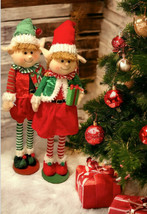 Blonde Elf Couple Window Porch Greeters Extendable 14-26&quot; Doll Elves Chr... - £77.99 GBP