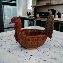 Turkey Woven Wicker Basket Home Decoration Thanksgiving Fall Centerpiece Brown - £16.00 GBP