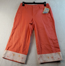 DOCKERS Capri Pants Womens Size 4 Coral Floral Ramie Pockets Belt Loops Pull On - £12.23 GBP