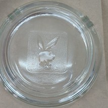 Vintage Playboy Bunny Embossed Logo Clear Glass 4” Round 4-Slot Ashtray EUC - $13.53