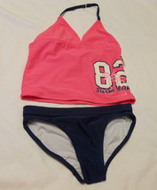 Op Swim Suit Tankini Set Kids Swimwear Medium 7-8 Hot Pink Blue UPF 50+ - $16.98