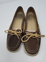 Sperry Top-Sider Boat Shoe Women&#39;s 9.5 M Angelfish Brown Leather Plaid STS90332 - £14.38 GBP