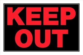 KEEP OUT SIGN 8&quot; x 12&quot; Red Plastic Door Entrance Property Warning Hillman 839898 - £13.99 GBP