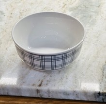 Black Plaid Design Stoneware Cereal Soup Bowl/Tazon 6Inches - $22.65