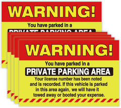 50 Private Parking Stickers, You Have Parked in a Private Parking Area, ... - $13.29