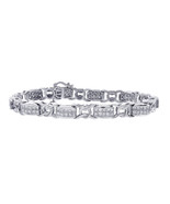 6.00 Carat Invisible Set Princess Cut Diamond Bracelet 14K White Gold - £4,430.83 GBP