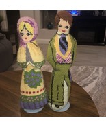 Antique Vintage Hand Made Needle Point dolls - $34.65