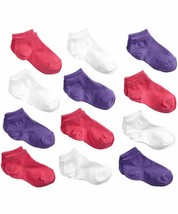 Jefferies Socks Girls Low Cut Solid White Pink Purple Liner Cotton Ankle 12 Pack - £13.36 GBP