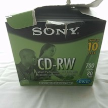 Sony CD-RW Lot Of 10 New Sealed Discs In Original Box 1x2x4x 700 Mb 80 Min - $19.99