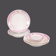 Ten pieces Vista Alegre tableware. Pink and gray bands, roses made in Portugal. - £118.38 GBP