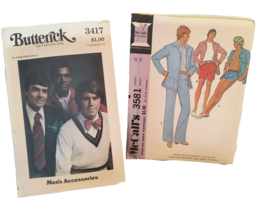 2 Vintage Men&#39;s Patterns McCall&#39;s 3581 Jacket Pants Shorts Butterick 3417 Ties - £11.01 GBP