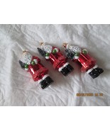 3 Santa In Red Glitter Coat With Bottlebrush Tree Christmas Ornament San... - $21.92 CAD