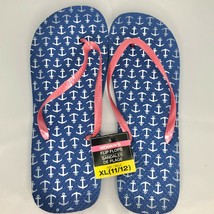 Flip Flops Blue with Anchors XLarge womens NEW beach pool camping casual... - £10.07 GBP