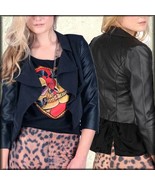 Iron Fist Creepy Rose Faux Leather Womens Cropped Waist Blazer Jacket Bl... - £46.32 GBP