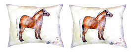 Pair of Betsy Drake Shetland Pony No Cord Pillows 16 Inch X 20 Inch - £62.14 GBP