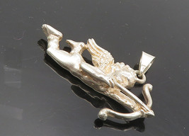 925 Sterling Silver - Vintage Baby Angel Cupid With Bow &amp; Arrow Pendant - PT7894 - £37.83 GBP