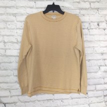 Knit For J. Crew Sweater Women Medium Yellow White Striped Long Sleeve Crew Neck - £15.94 GBP