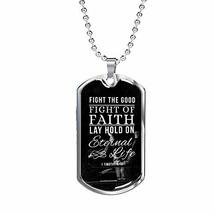 Express Your Love Gifts Good Fight of Faith Timothy Necklace Stainless Steel or  - £43.48 GBP