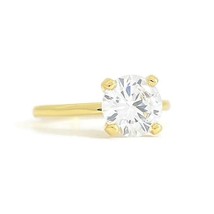 Round CZ Cubic Zirconia Solitaire Engagement Ring Yellow Gold-Plated, 1.... - £35.55 GBP
