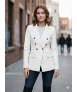 Handmade Leather White Genuine Stylish Office Formal Women's Blazer Lamb... - $176.70+