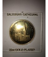 SALISBURY CATHEDRAL 22ct. GOLD PLATED MEDALLION COIN RARE VINTAGE COLLEC... - €67,68 EUR