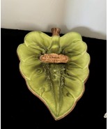 Vintage Treasure Craft Of Hawaii Green Leaf Dish 8 x 5.5&quot; Made in Maui - $159.10 MXN