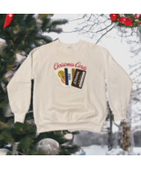 Vtg Womens Size Large Christmas Credit Charge Cards Sweatshirt White - £13.48 GBP