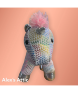 DAN DEE White Unicorn Pastel Pink Mane Tail 12&quot; Plush Sparkly Rainbow Soft - $150.47 MXN