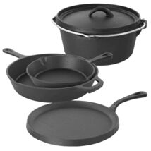 Premium 5-Piece Cast Iron Cookware Set with Dutch Oven, Griddle and 2 Sk... - €104,74 EUR