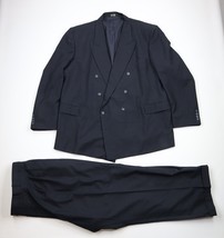 Vintage 70s Streetwear Mens 54L Striped Double Breasted 2 Piece Suit Woo... - $188.05
