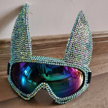Holographic Rhinestone Rabbit Burning Man Goggle Festival Mask Costume H... - $88.00+