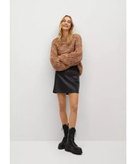 Mango Lace-up leather boots 618 WOMEN US 7.5 EUR 38 UK5 PLATFORM BLACK - $98.89