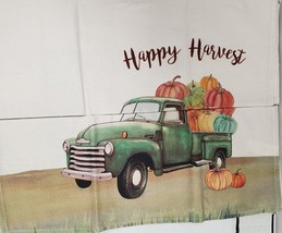 Set Of 2 Same Thin Kitchen Towels(17.5&quot;x26&quot;)HAPPY Harvest Truck With Pumpkins,Ce - £10.24 GBP