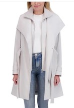 Halston Womens Trench Coat Gray Grey Removable Belt Water-Resistant Pockets - $1,503.65 MXN