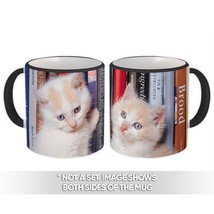 Cat : Gift Mug Cute Animal Kitten Funny Friend Books Feline Pets Lover Cat Mom D - £12.70 GBP
