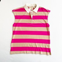 NEW Maeve Womens Pink Striped Top Small Anthropologie Sleeveless Shirt Polo - £29.97 GBP