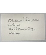 Mitchell Paige (d. 2003) Signed Autographed 3x5 Index Card - Medal of Honor - £19.75 GBP