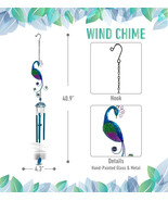 Peacock Wind Chime - Handmade Glass &amp; Metal Chime - 40.9 Inches - £42.45 GBP