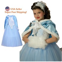 DH Elsa Princess Girls Costume Dress Ana Cosplay Dress with Cloak 3-10Y - $14.98