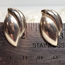 All Solid Sterling 925 Silver Modernist Puffy Leaf Earrings 5.0 Grams - $18.50