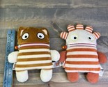 2 Worry Eaters ENNO 8&quot; Plush Anti Anxiety Toy Brown White Striped Zipper... - $24.74