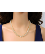 Glass Pearl Necklace, 18 inch Cream Pearl Strand, Layering Piece - $18.80